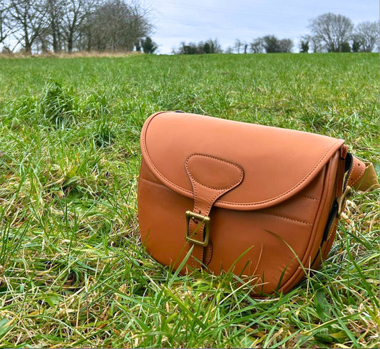 Tan leather cartridge bag - 100 shell capacity